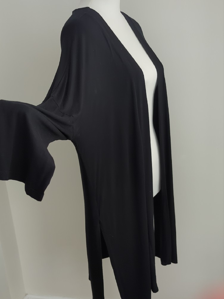Carly Jean Los Angeles Black Modal Longline Side-Slit Duster Cardigan Large — image 4 of 8